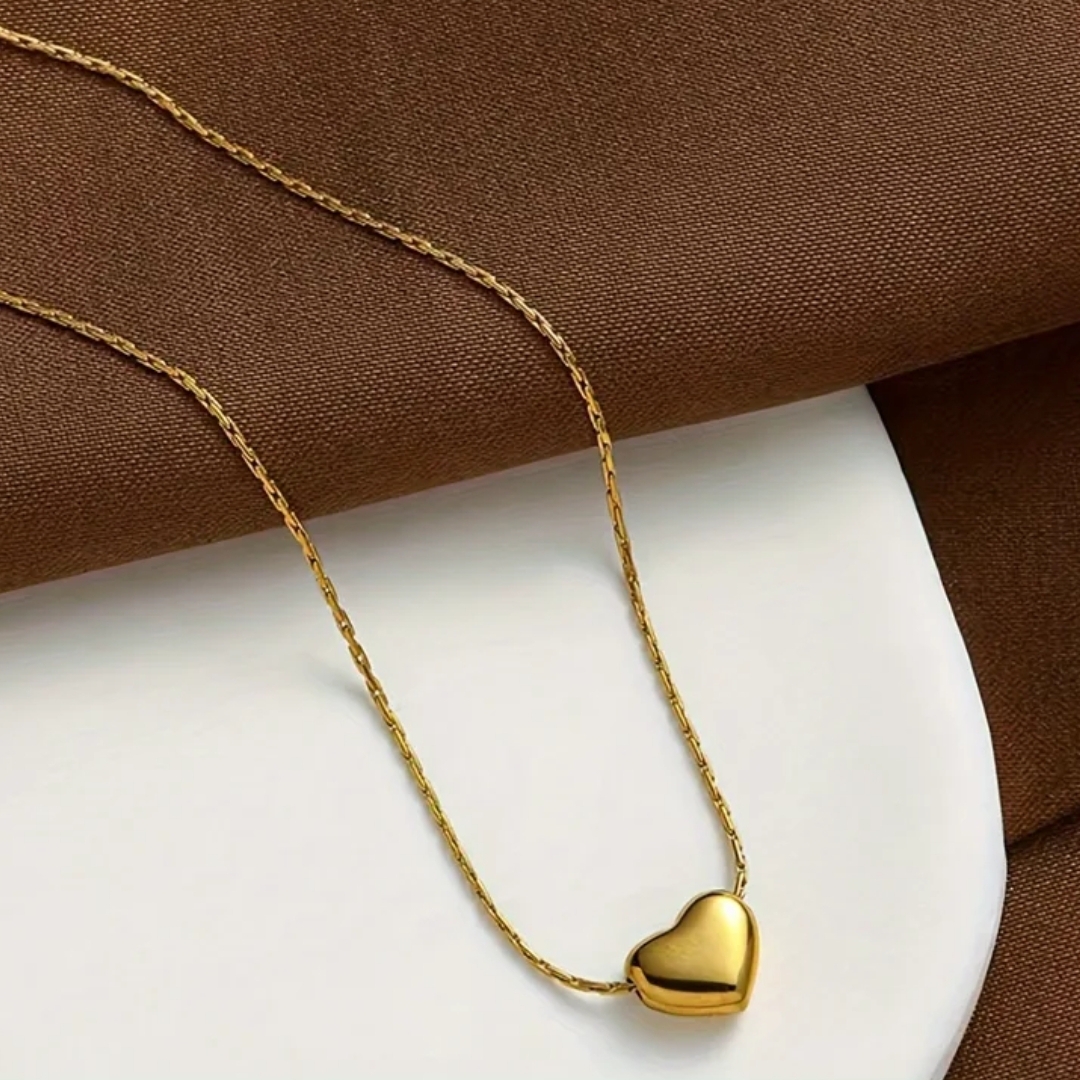 18 Kt Gold Over Titanium Heart Necklace